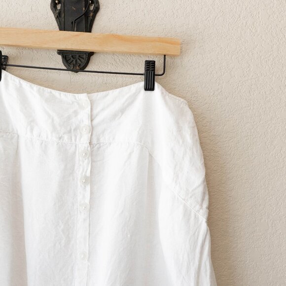 Cannisse White Linen Skirt Size 10 Button Front Midi Minimalist European Flowy - Picture 5 of 12
